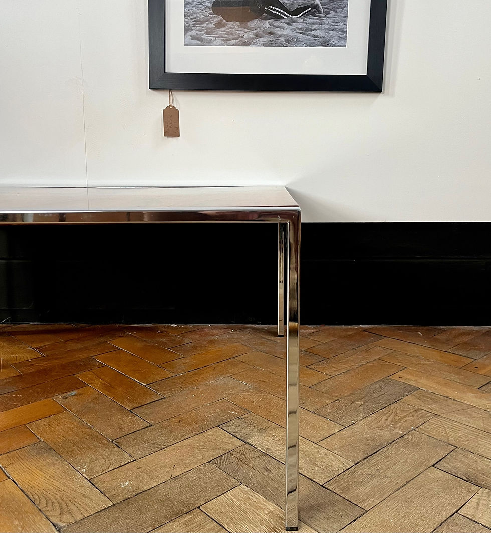 Thumbnail: Mid century steel and walnut coffee table corner profile