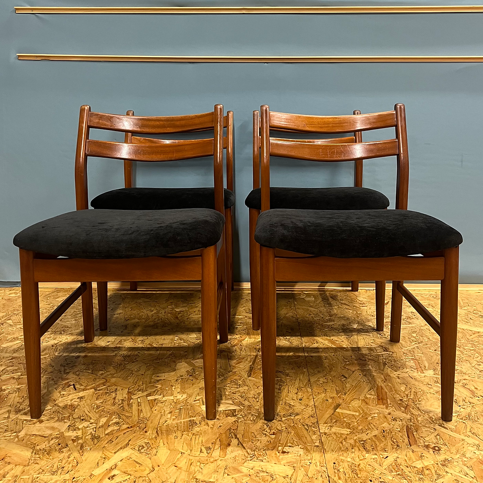Thumbnail: Set of 4 teak mid century dining chairs