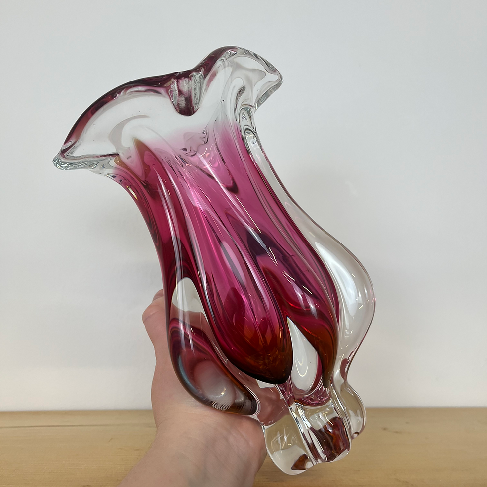 Thumbnail: Mid century Josef Hospodka pink and yellow art vase