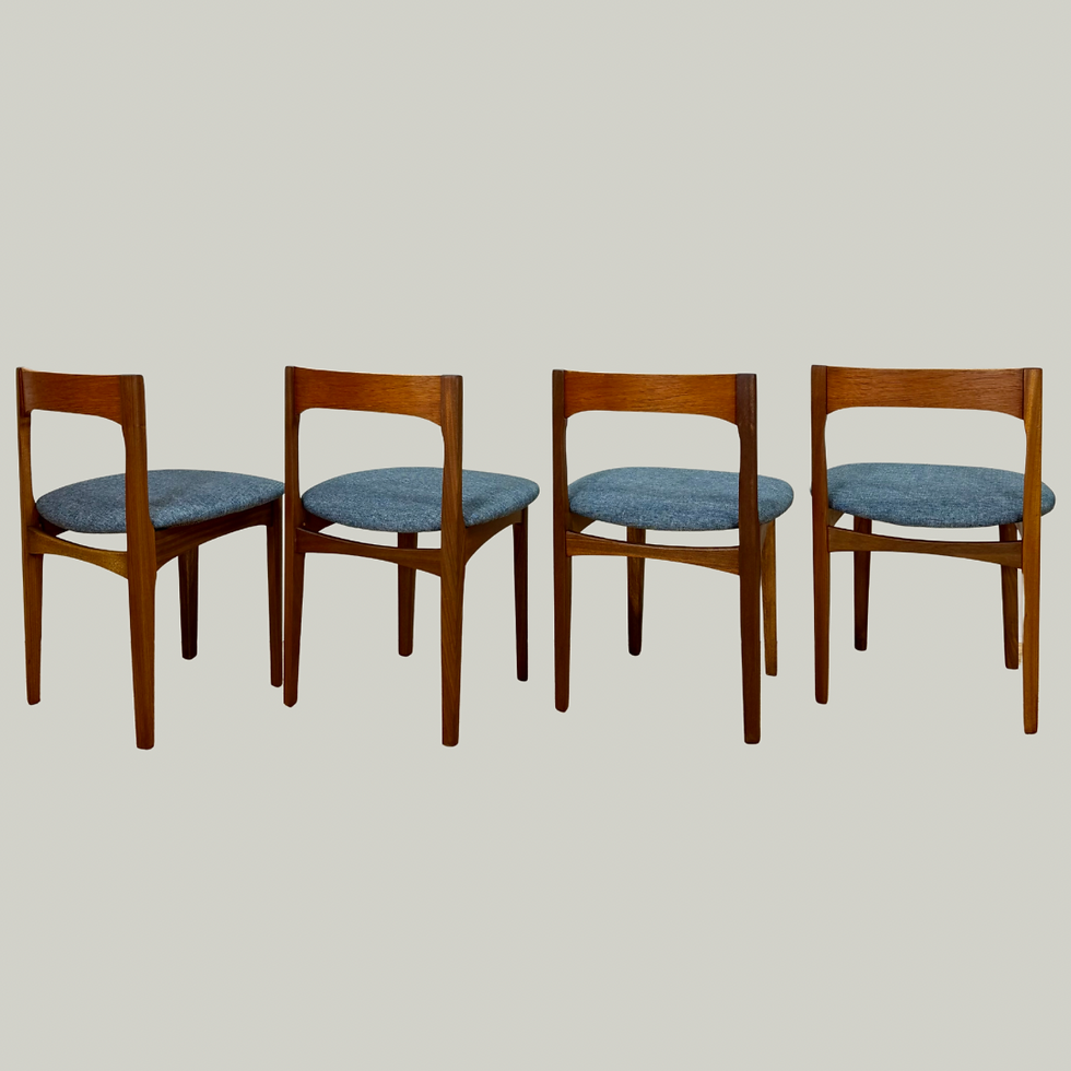 Thumbnail: Set of 4 teak mid century dining chairs by Nathan