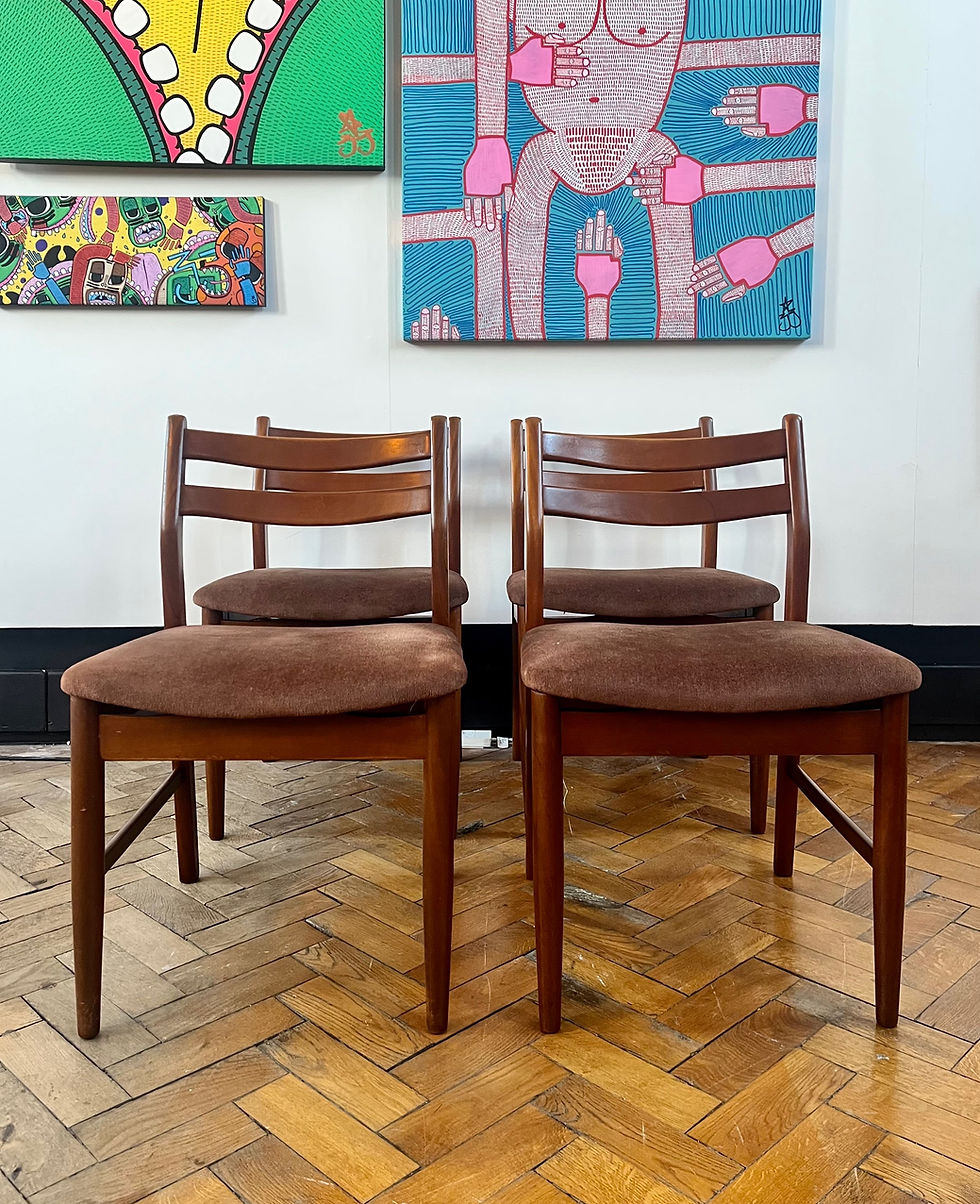 Thumbnail: Set of 4 mid century G Plan dining chairs