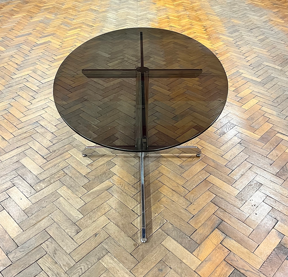 Thumbnail: Mid century Florence Knoll chrome / smoked glass dining table