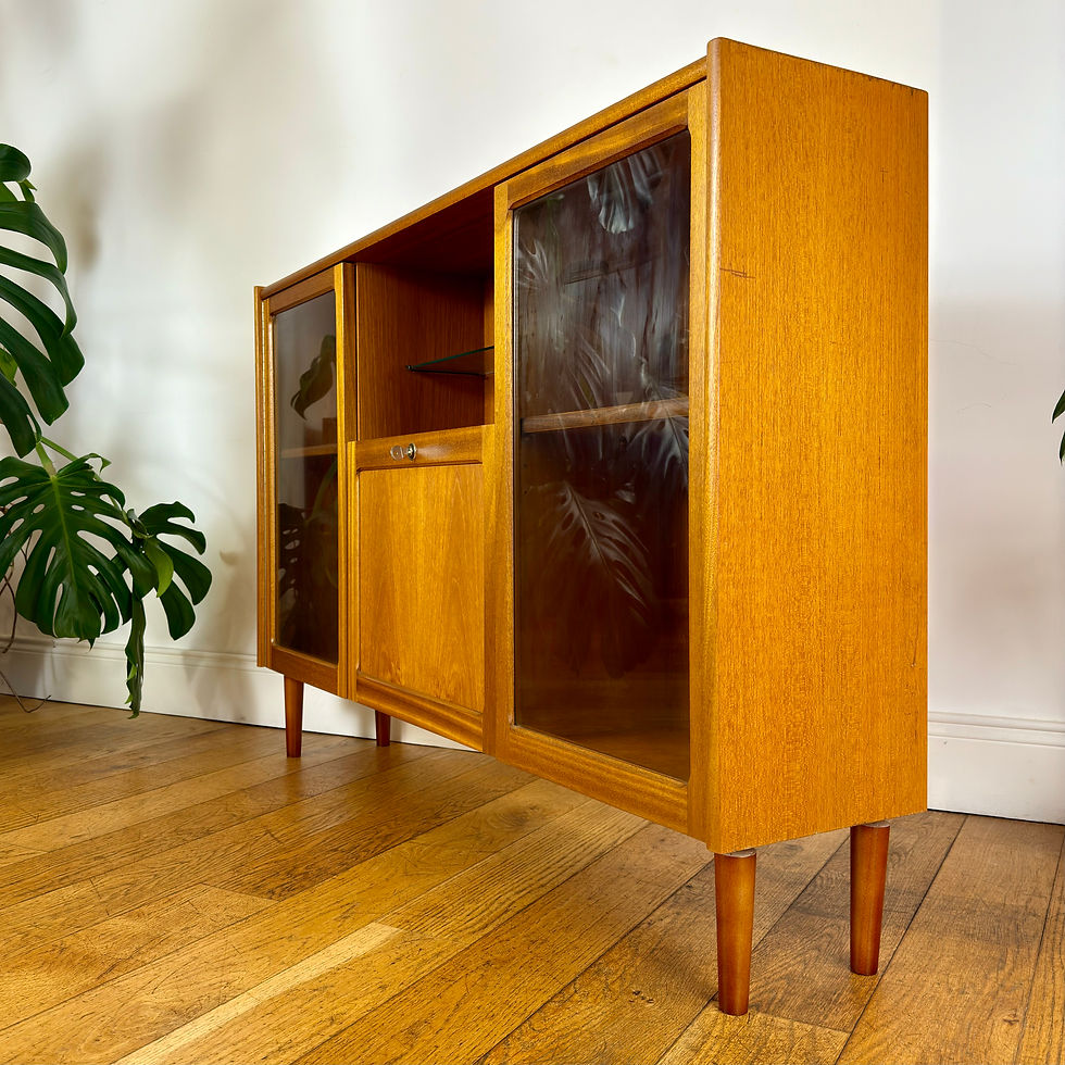 Thumbnail: Mid century teak Nathan glazed cabinet