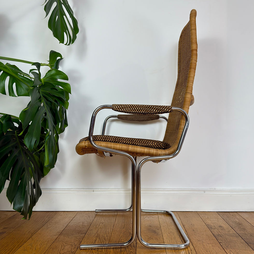 Thumbnail: Mid century Pieff Eleganza desk chair - chrome and rattan