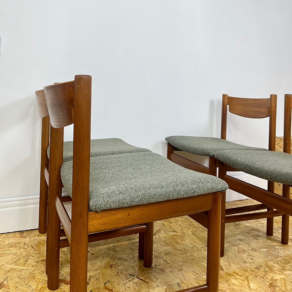 Thumbnail: Set of 4 mid century Edmund Homa teak dining chairs