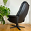 Thumbnail: Vintage Scandinavian leather recliner swivel chair and footstool