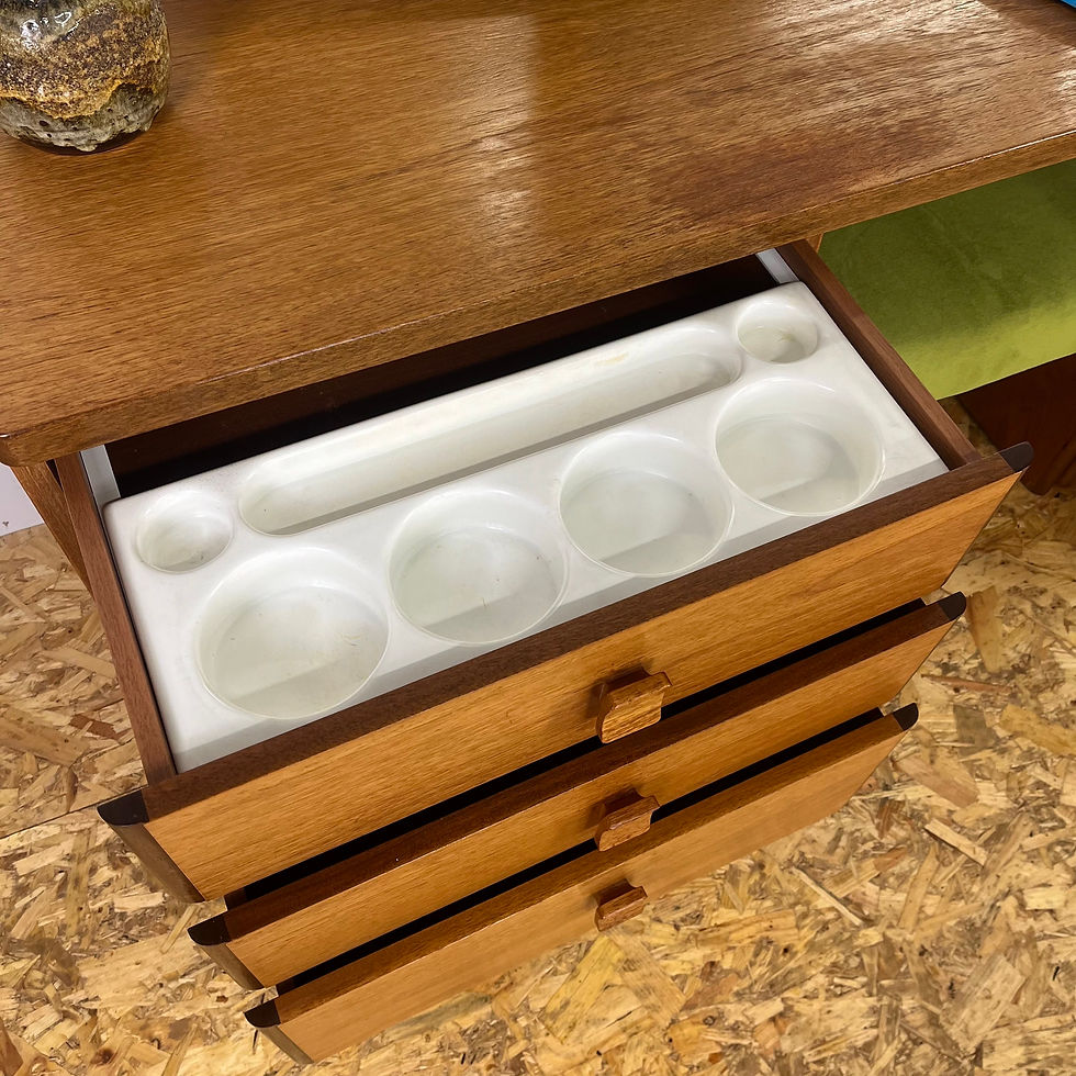 Thumbnail: Mid century teak Stag dressing table with stool