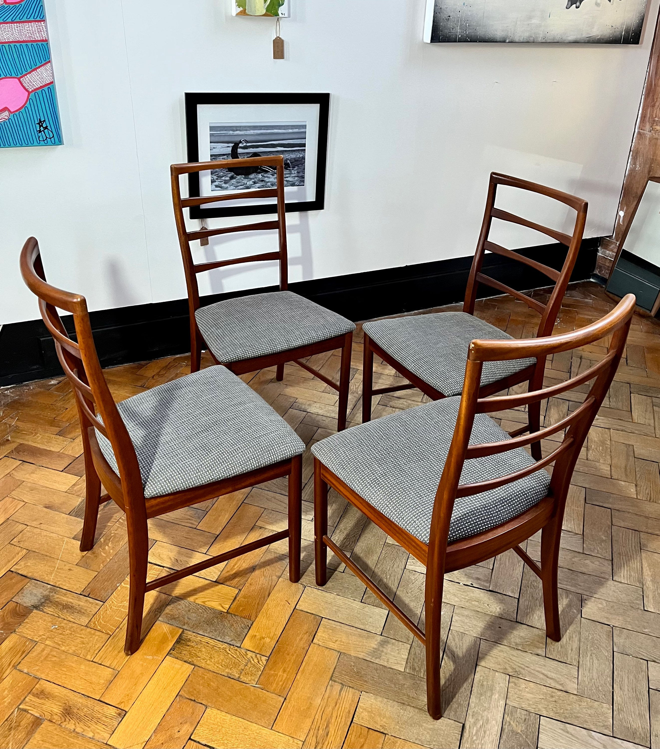Set of 4 Mid century Mcintosh teak dining chairs