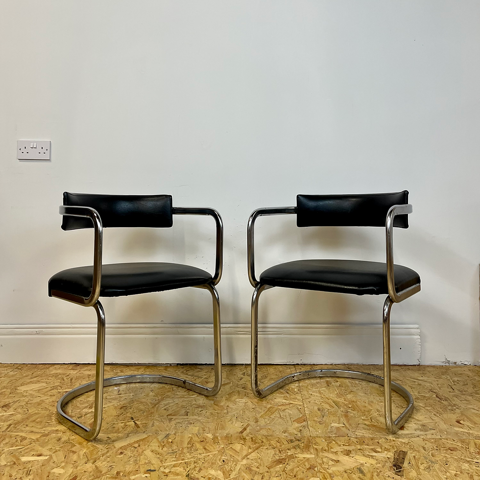 Thumbnail: Pair of mid century chrome chairs