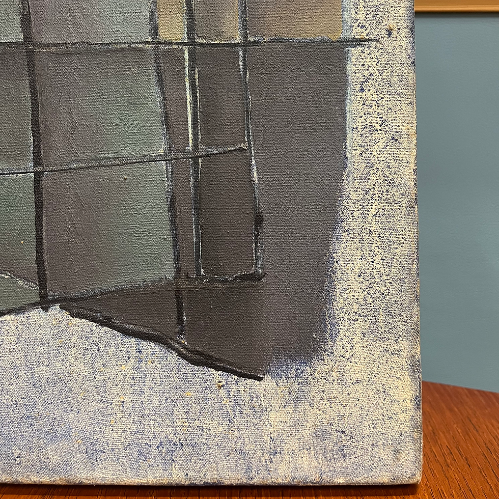 Thumbnail: Vintage 1950s mid century abstract canvas artwork