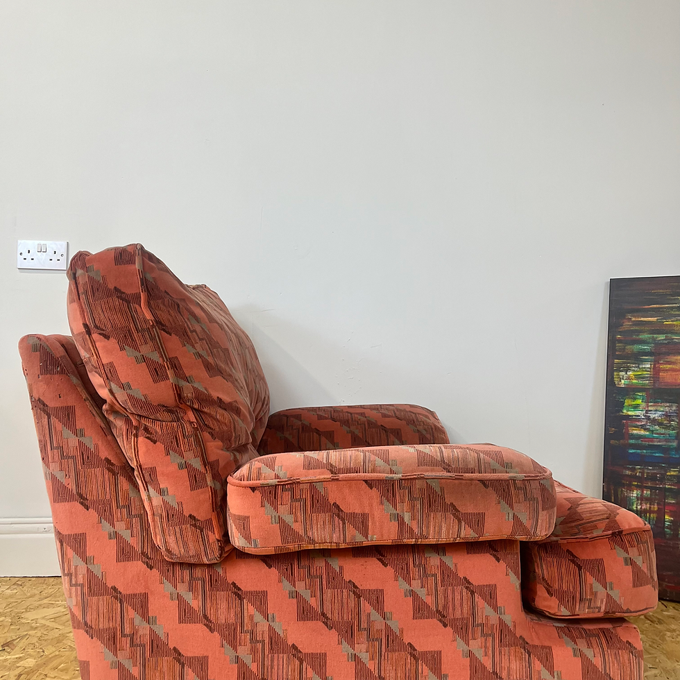 Thumbnail: Vintage 1980s red fabric armchair