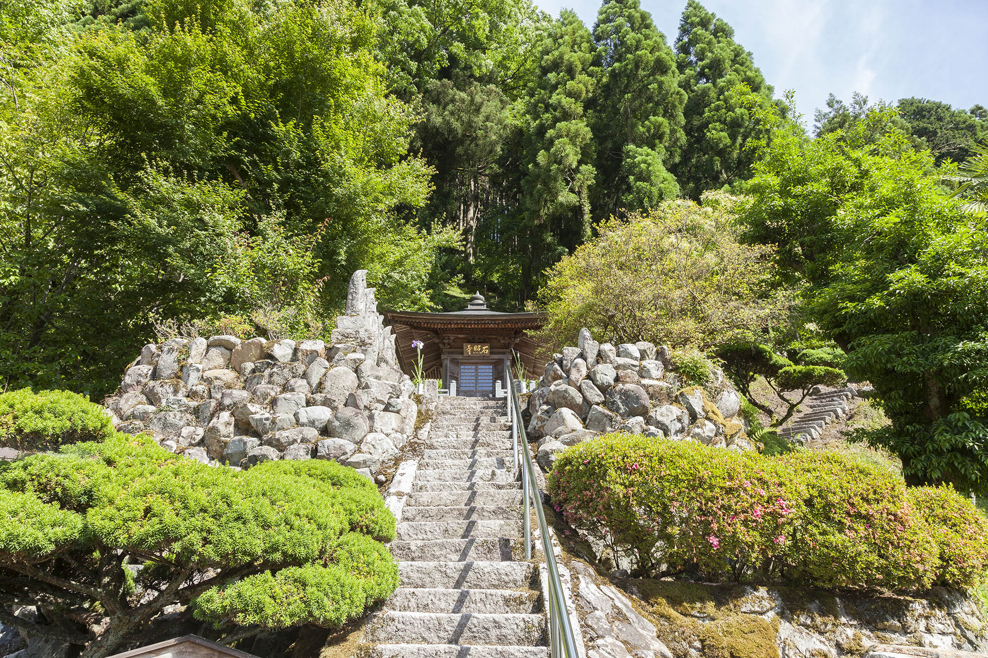 階段から望む石照寺
