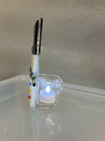 Thumbnail: Fused Snowman Votive With Bead Scarf