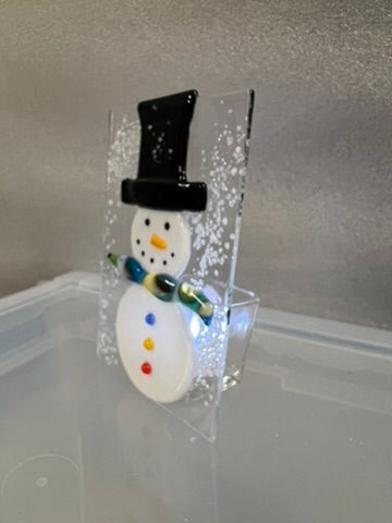 Thumbnail: Fused Snowman Votive With Bead Scarf