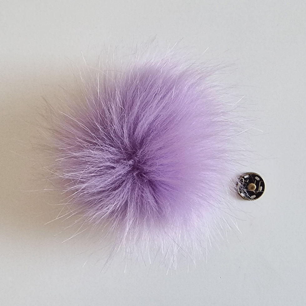 Thumbnail: Pompom with press stud purple/Pompon met drukknoop paars 10cm/4inch