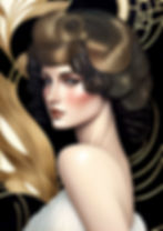 Delilah and gold swirls artwork art deco style velvet texture quality giclée art print for home décor