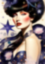 Emily and stars artwork art deco watercolour style velvet texture quality giclée art print for home décor