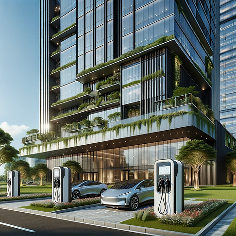 DALL·E 2023-11-23 22.33.47 - A modern high-rise building facade, showcasing sleek, futuris