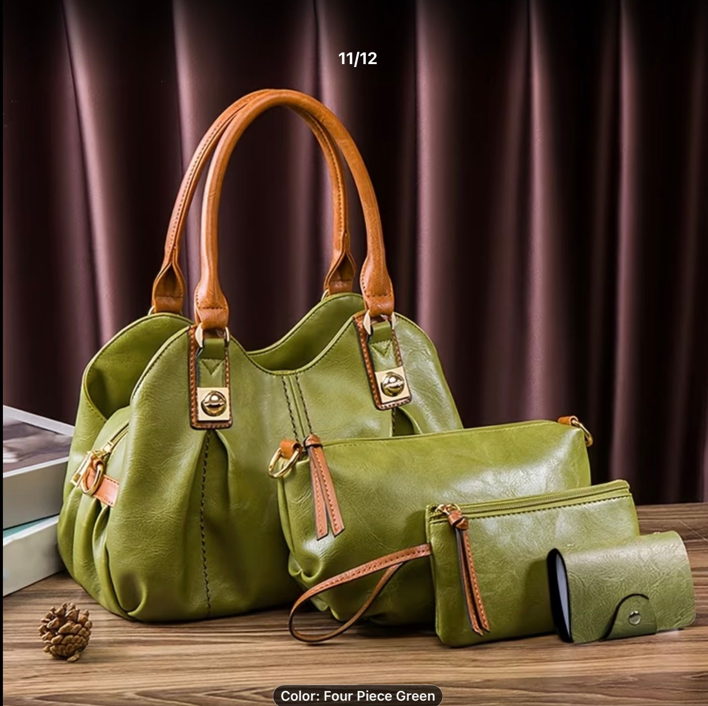 4- Piece Purse Set-Green