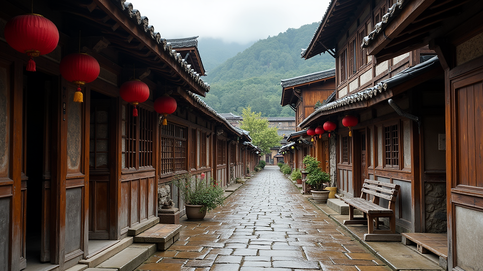Eye-level view of traditional Naxi wooden house in Lijiang Old Town