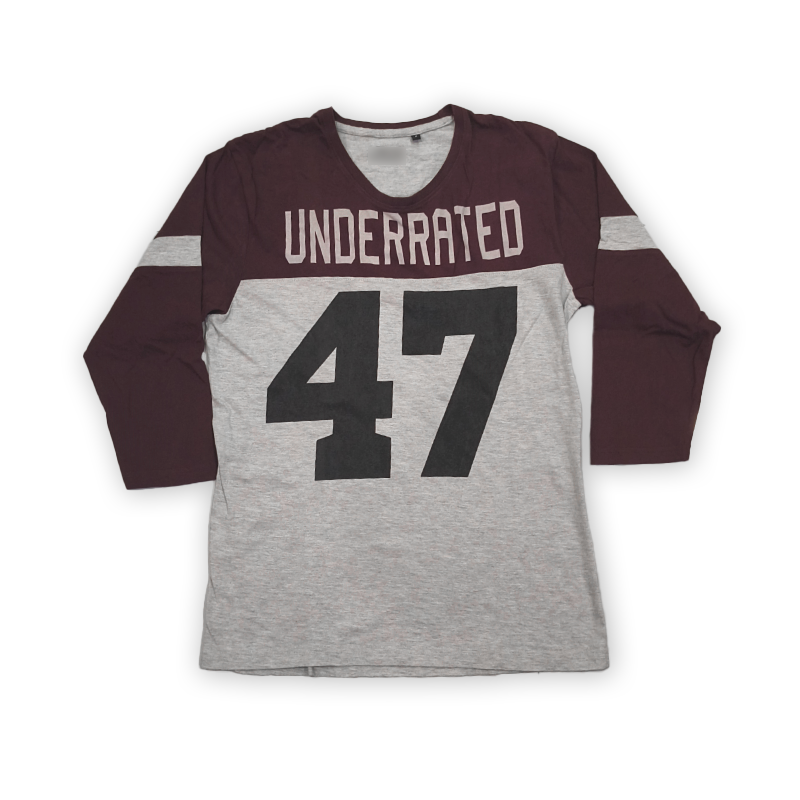 “Underrated 47” Colorblock Long Sleeve Casual T-Shirt