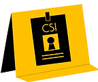 Evidence marker with image of CSI badge