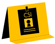 Evidence marker with image of CSI badge