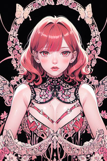 일러스트, 나비,호접지몽,디지털아트,Illustration, butterflies, calligraphy dreams, digital art,판타지아트,Neo Art Nouveau,네오 아르누보