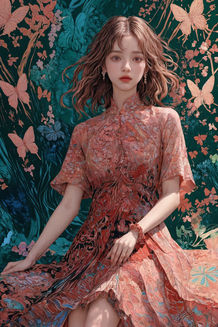 일러스트, 나비,호접지몽,디지털아트,Illustration, butterflies, calligraphy dreams, digital art