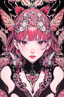 일러스트, 나비,호접지몽,디지털아트,Illustration, butterflies, calligraphy dreams, digital art,판타지아트,Neo Art Nouveau,네오 아르누보