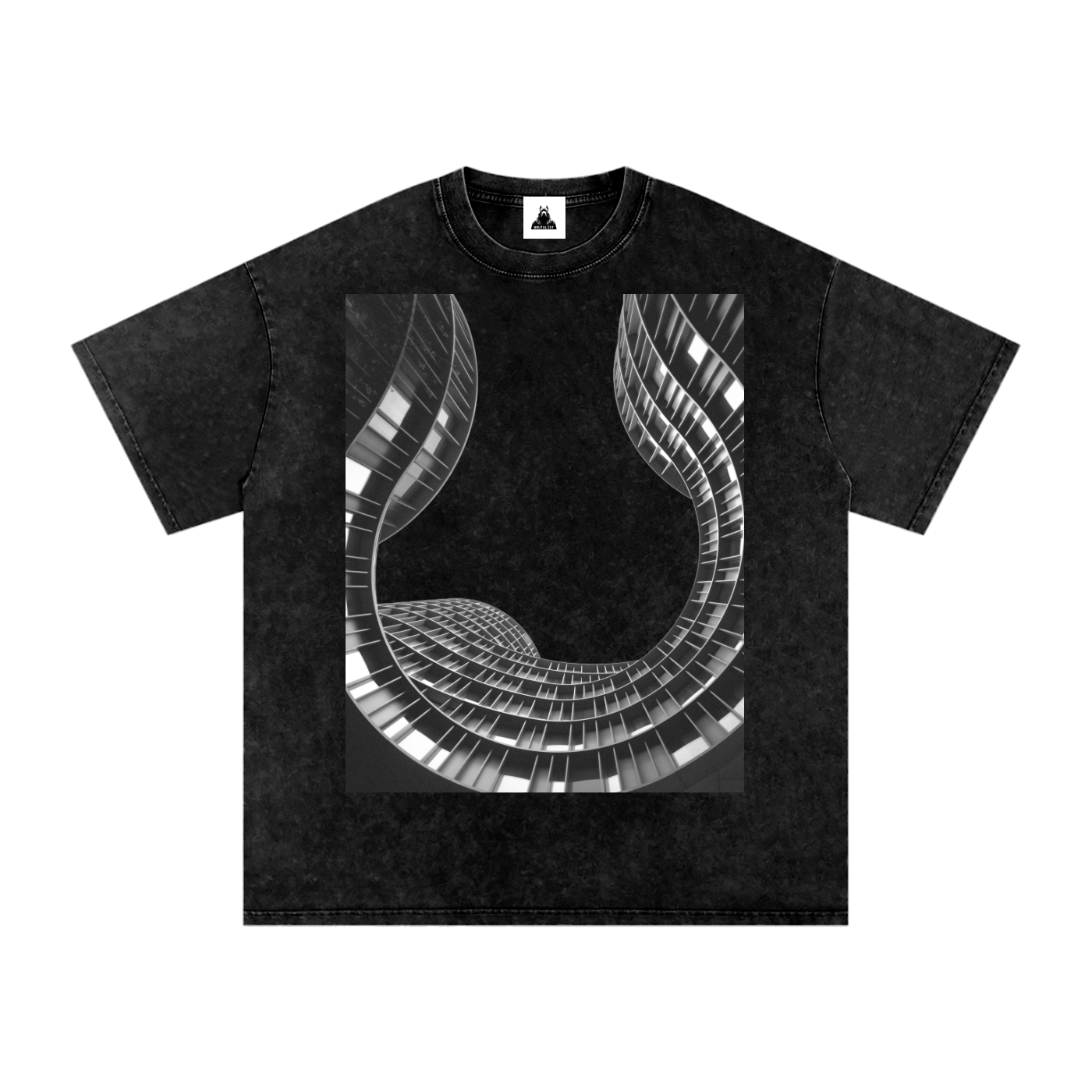 "Bent Reality" Snow Washed Oversized Cotton T-Shirt