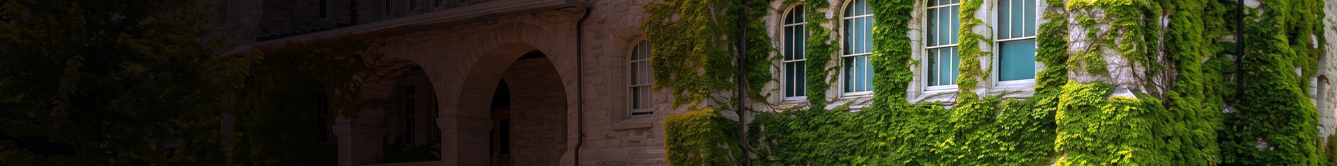 Queen’s University campus building in Kingston, Ontario with historic stone architecture and greenery