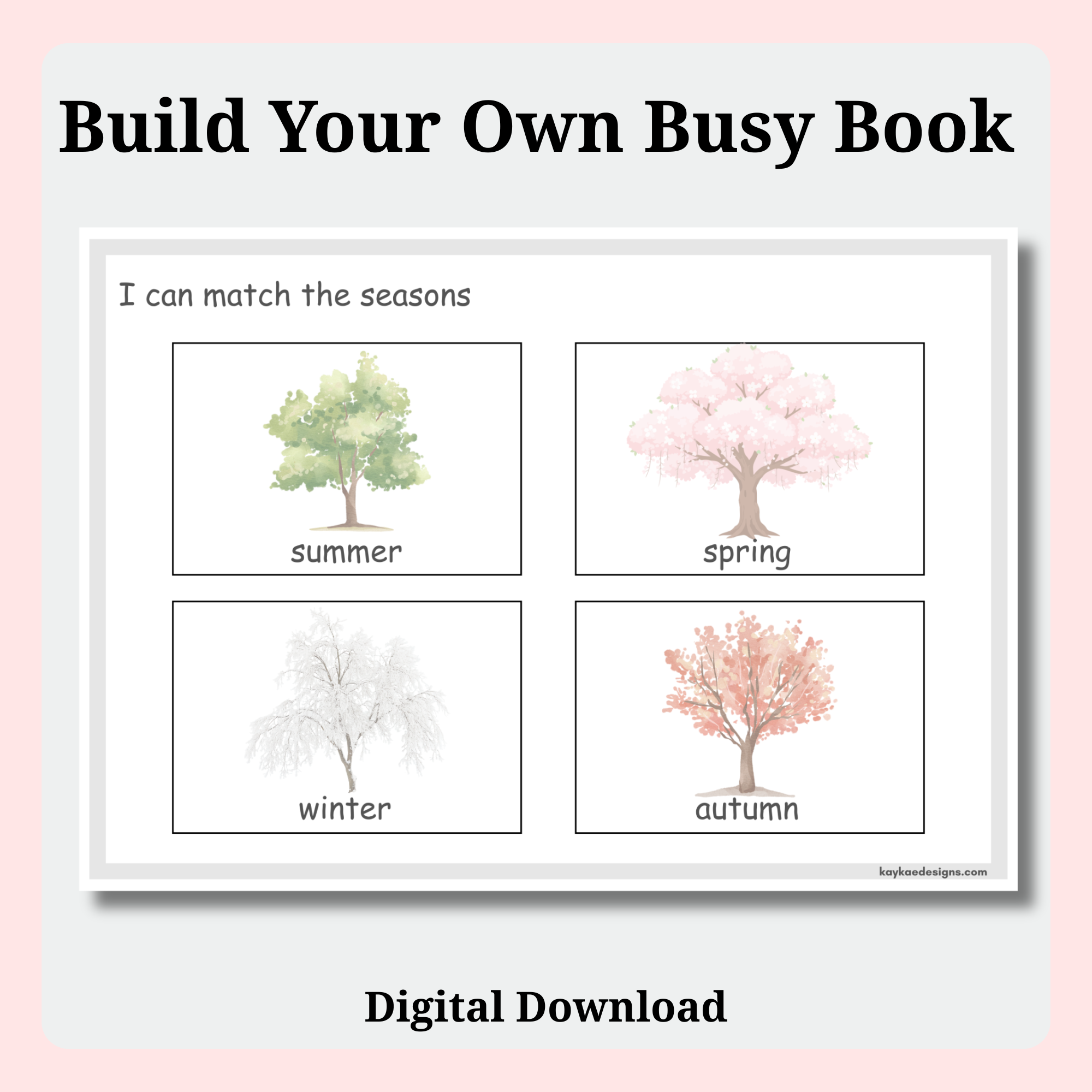 Seasons Matching Busy Book Printable