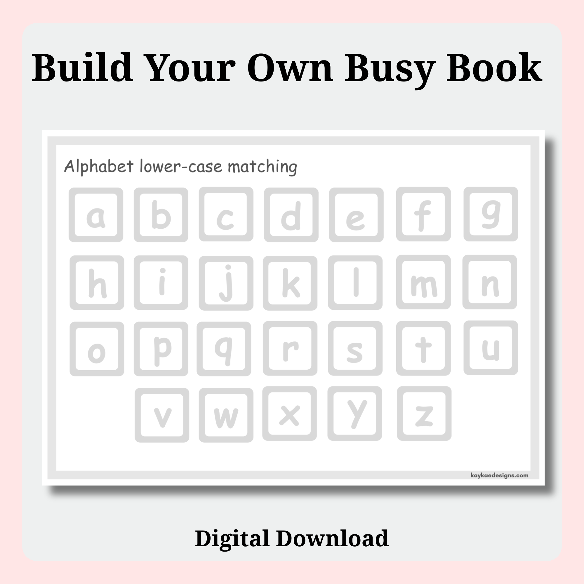 Alphabet Lowercase Letter Matching Busy Book Printable