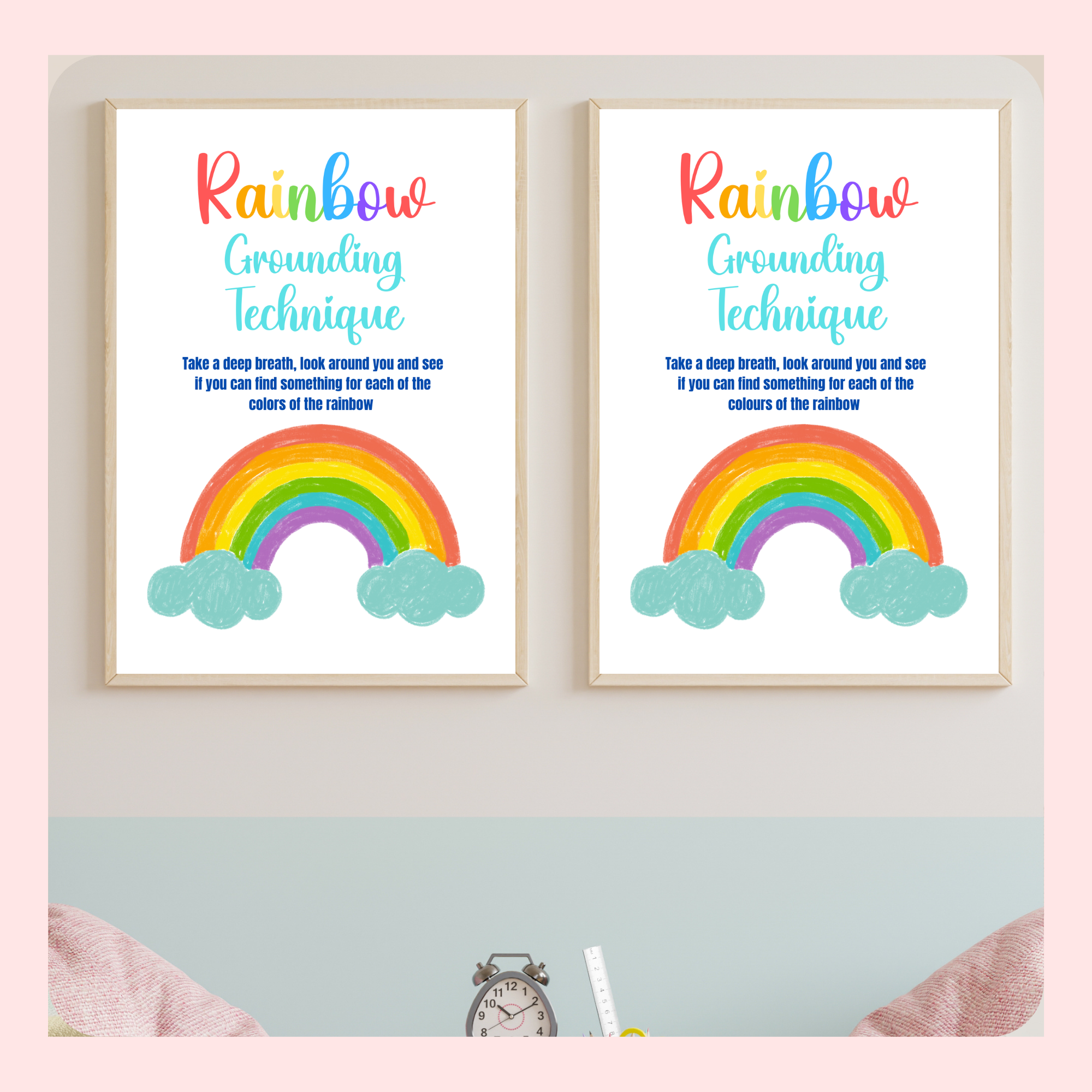 Rainbow Grounding Technique Wall Art - Calm Corner Printable (color and colour)