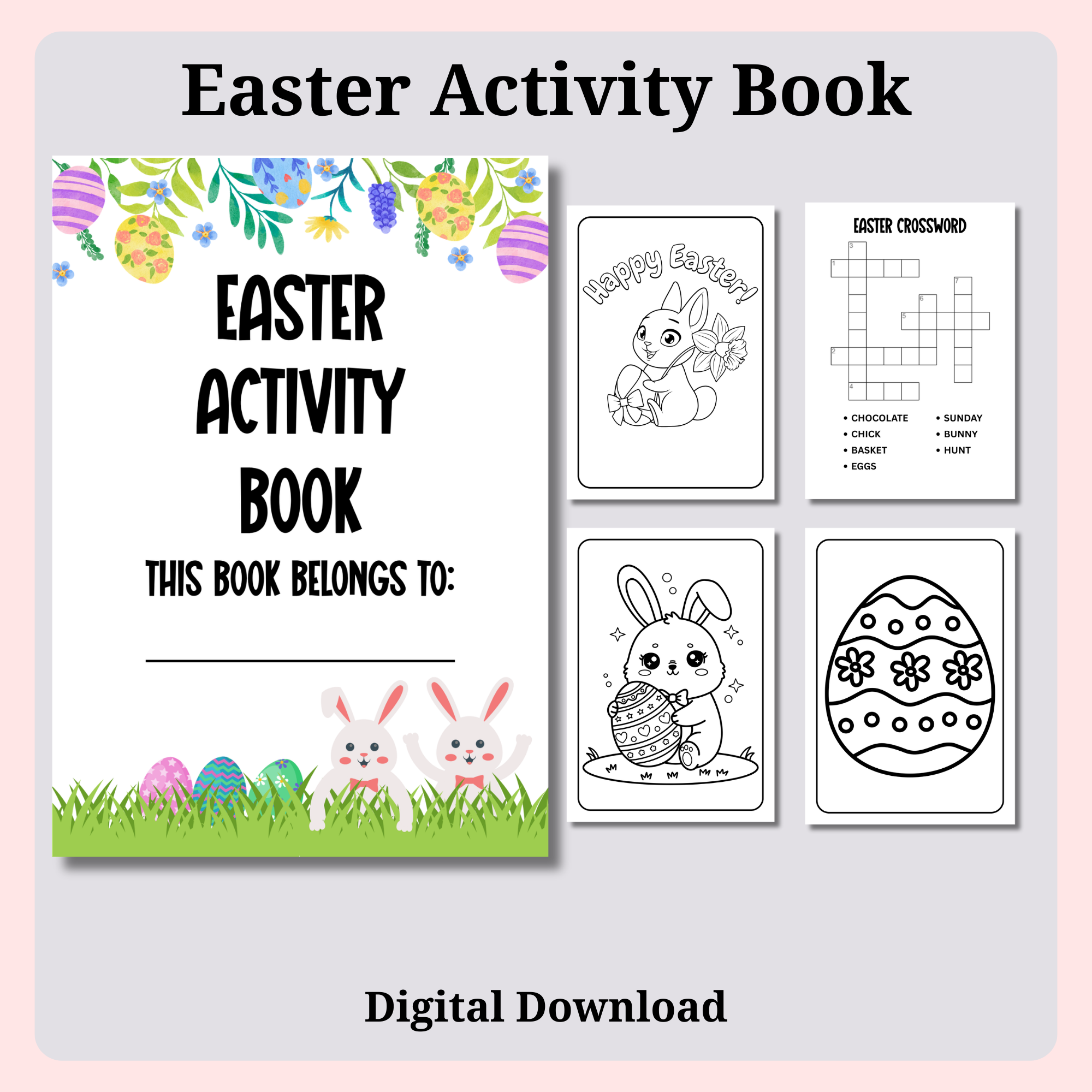 Easter Activity Book Printable for Kids | 15 Page Easter Workbook