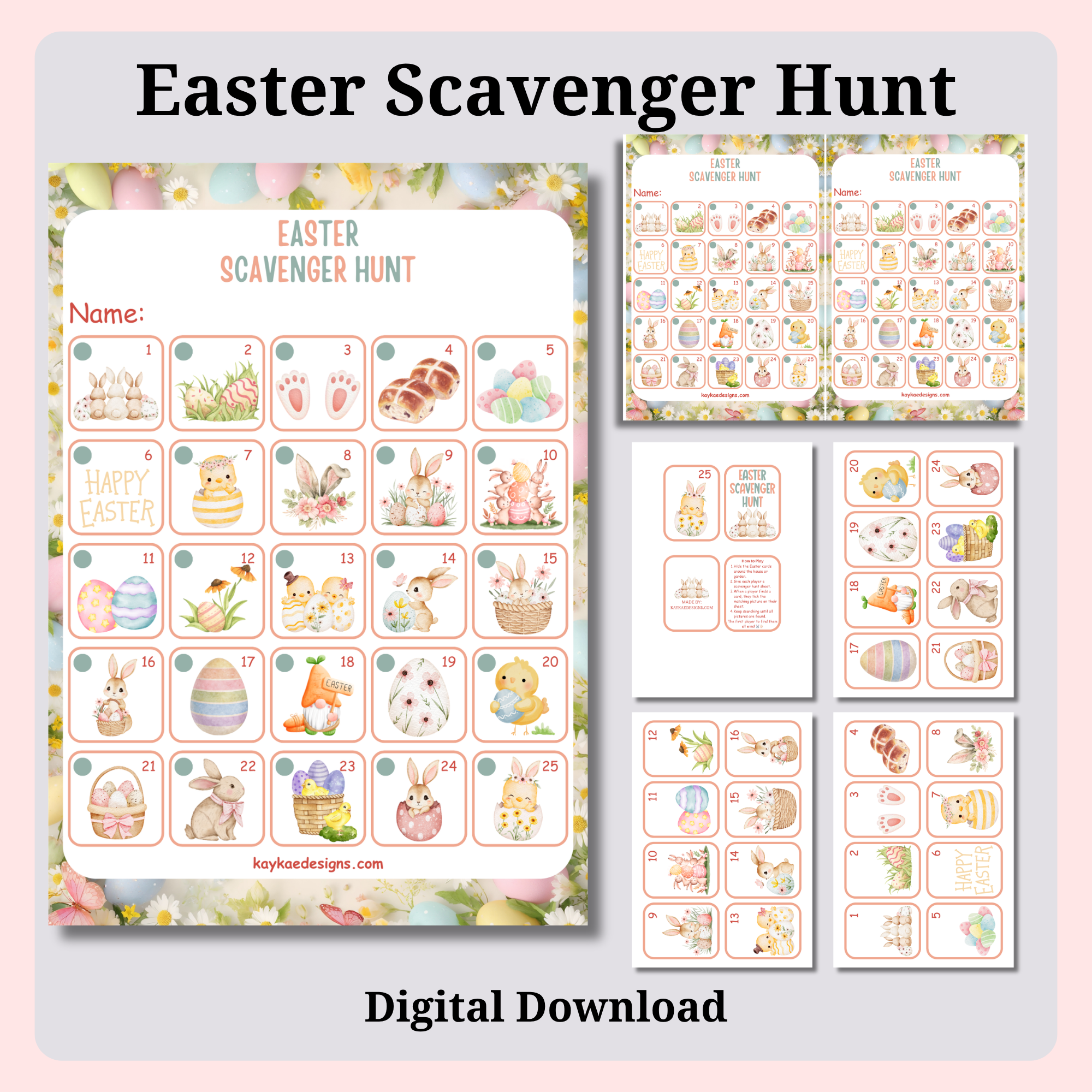 Easter Scavenger Hunt Printable | Kids Easter Game | Indoor & Outdoor Hunt