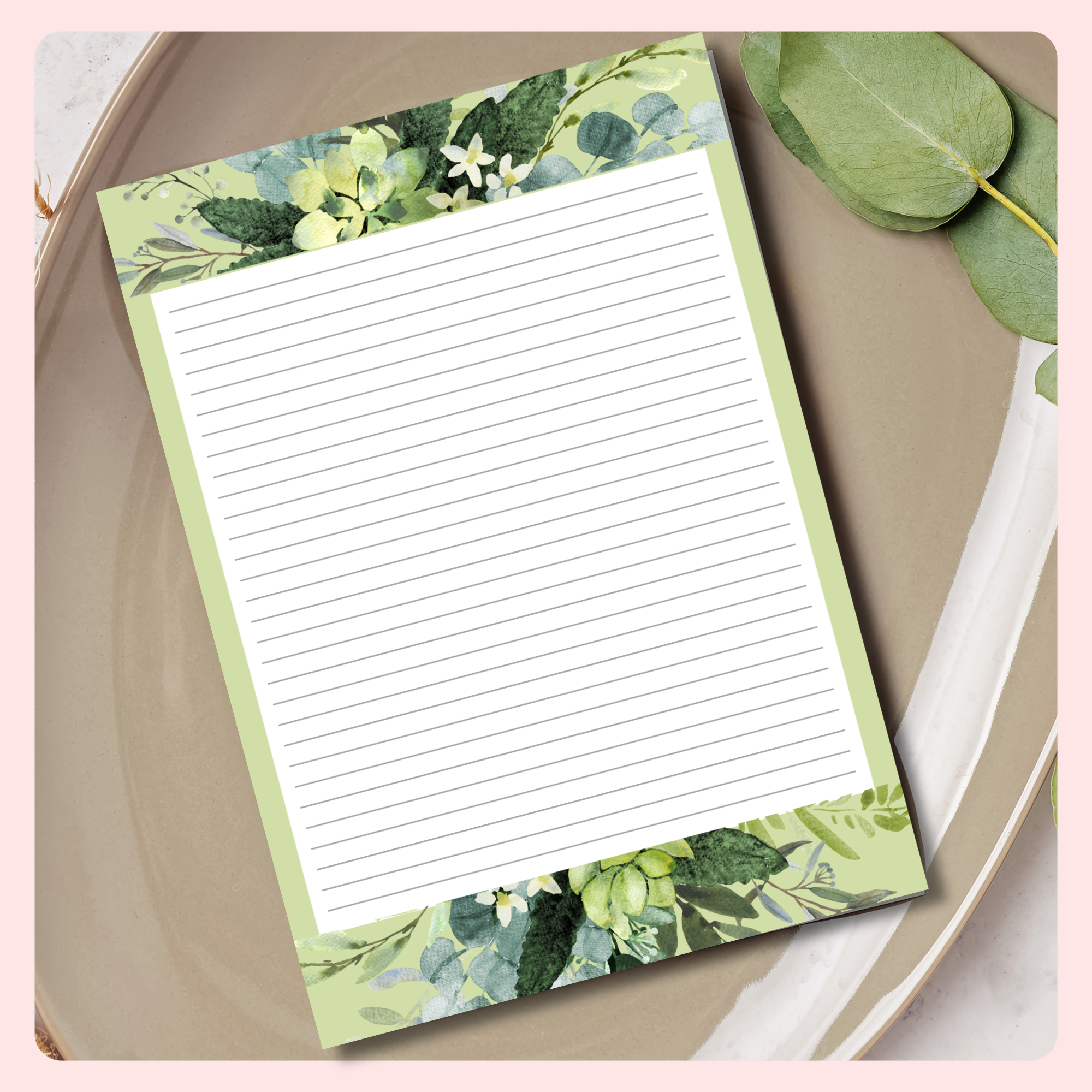 Free Botanical Lined Stationery Printable
