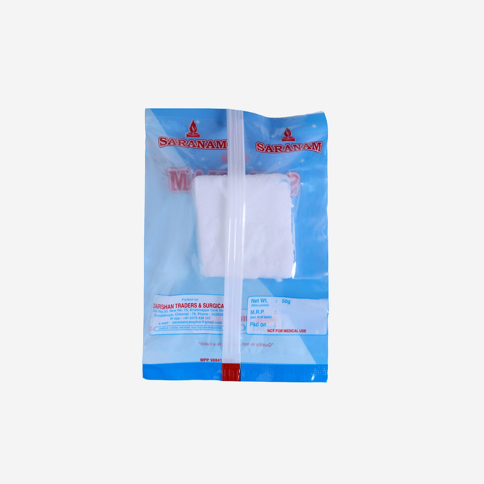 50g camphor katti rear packaging - saranam