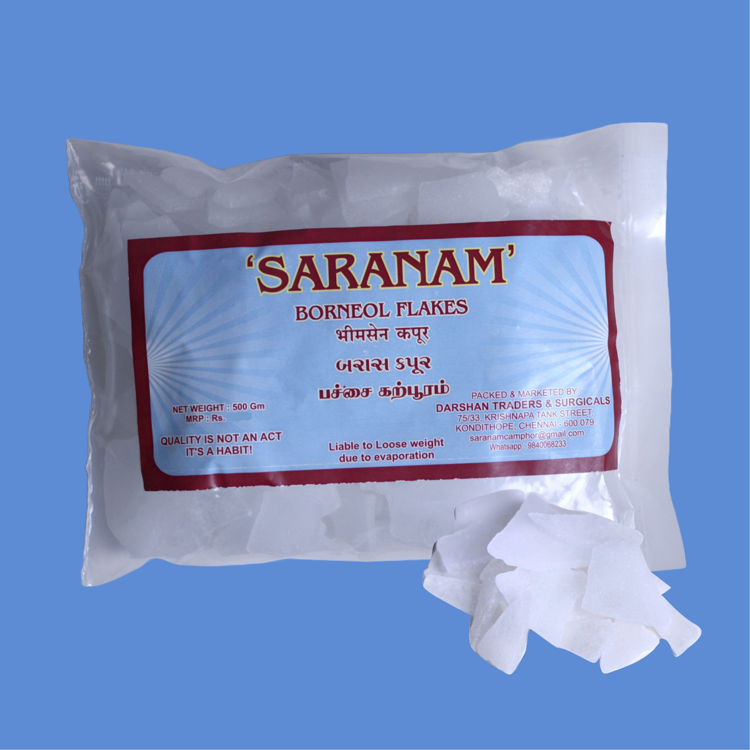 500g iso flakes - bhimseni kapoor - pachai karpuram - saranam