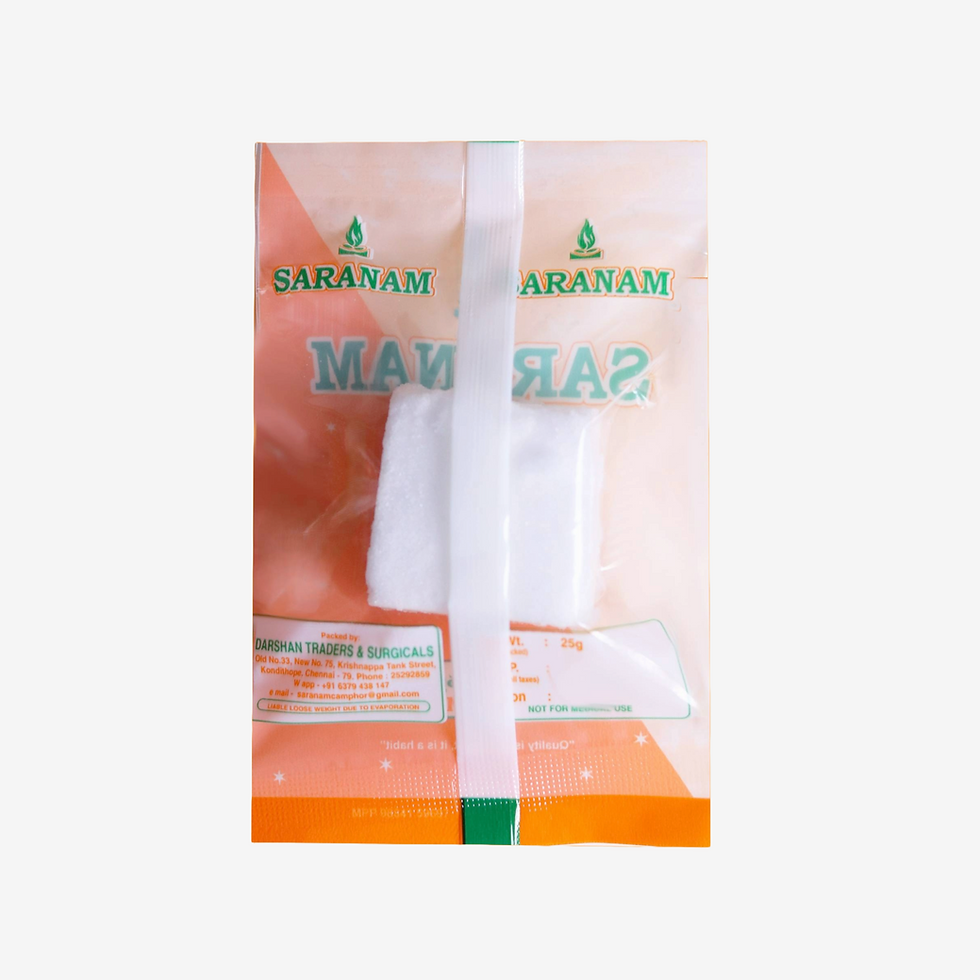 25g camphor katti rear packaging - saranam