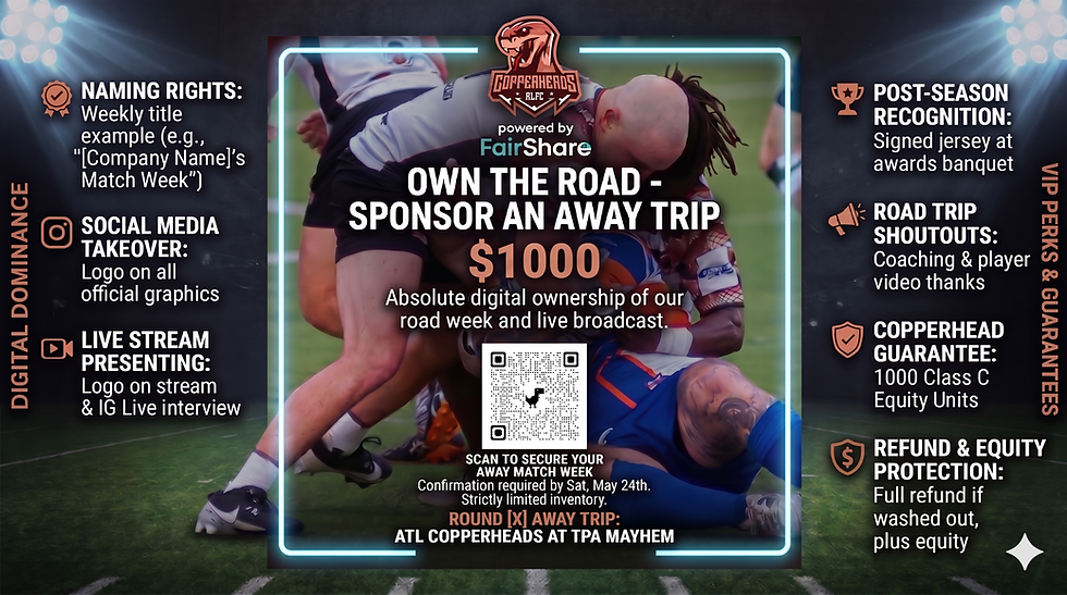 Dominate Game Week: ATL Copperheads Away Match Week Sponsorship