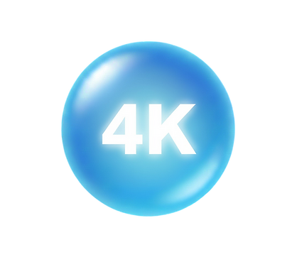 4K Symbol welches für die 4K Qualität der videos steht, welche die Agentur produziert