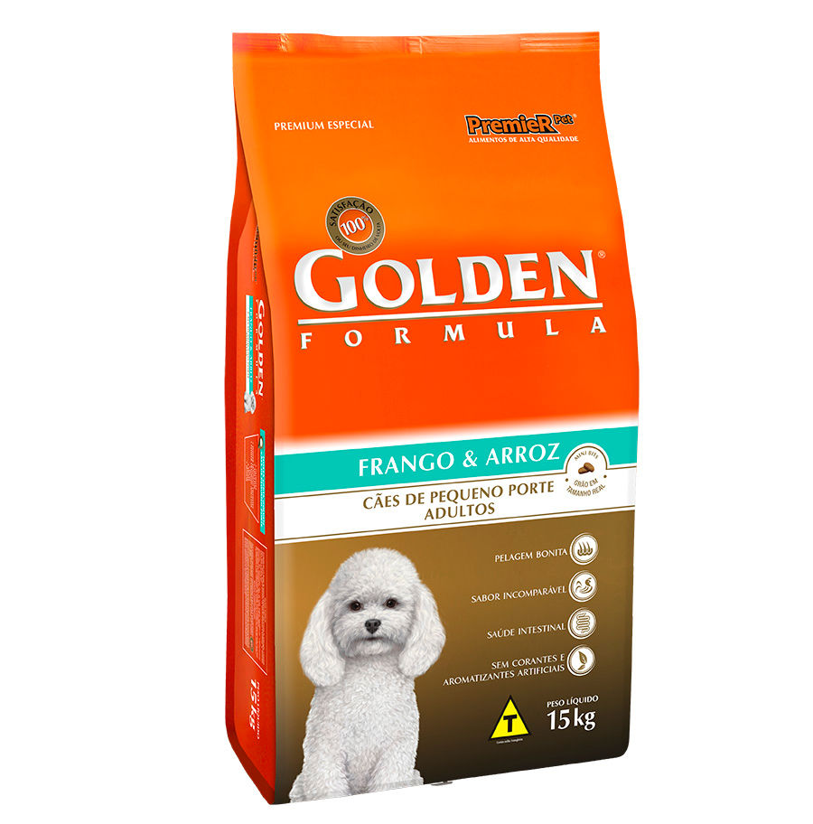 Ração Golden Fórmula Adultos Pequeno Porte - Frango e Arroz 15Kg