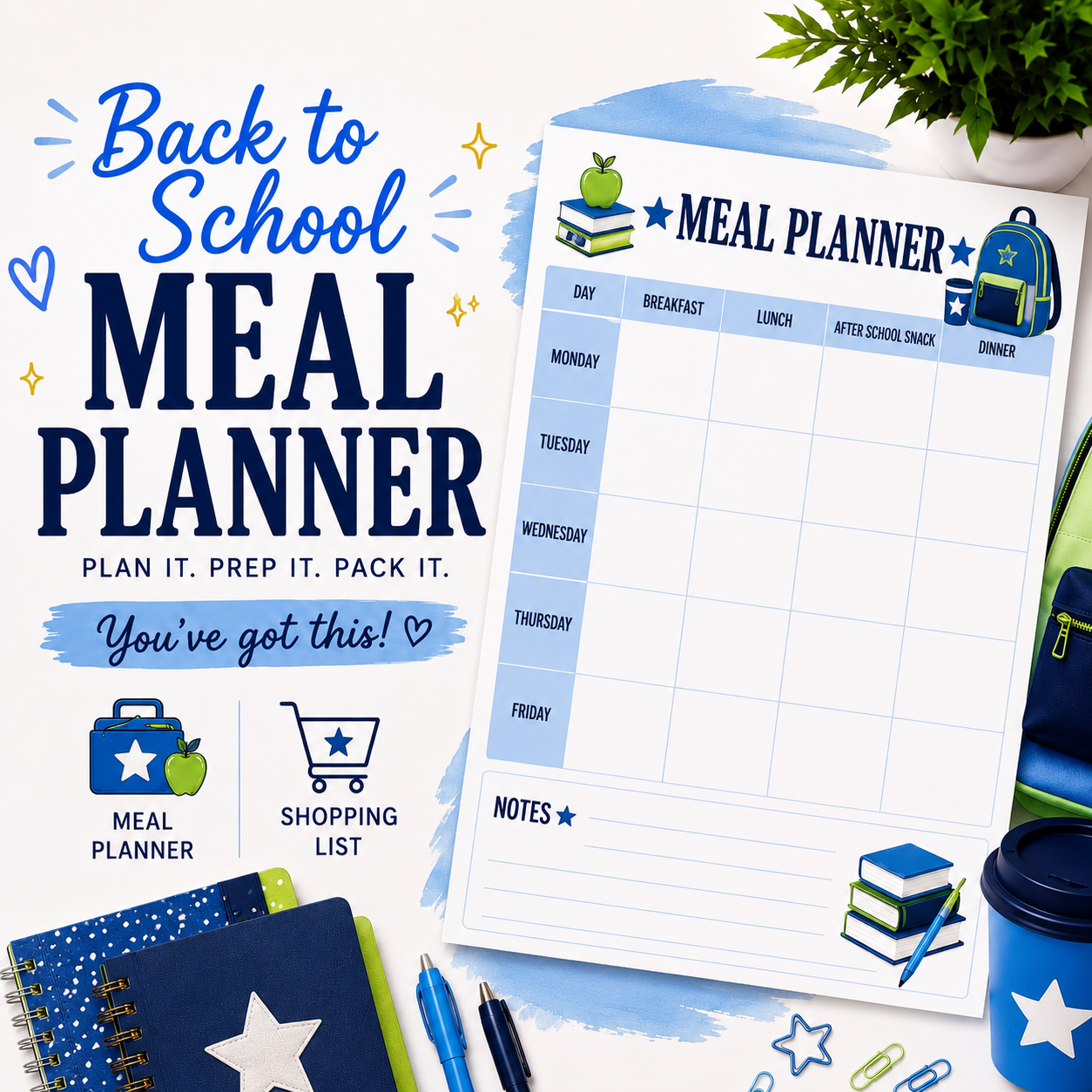 Back To School Meal Planner & Shopping List