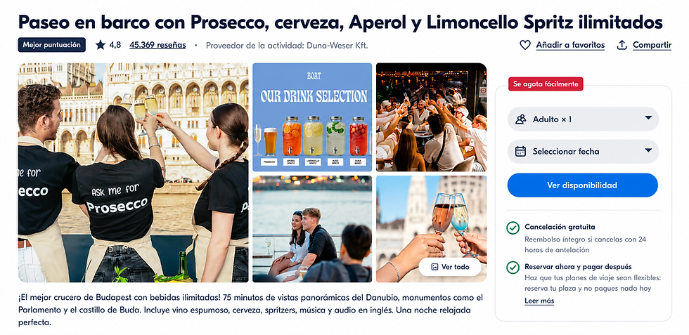 Crucero Budapest con bebidas ilimitadas