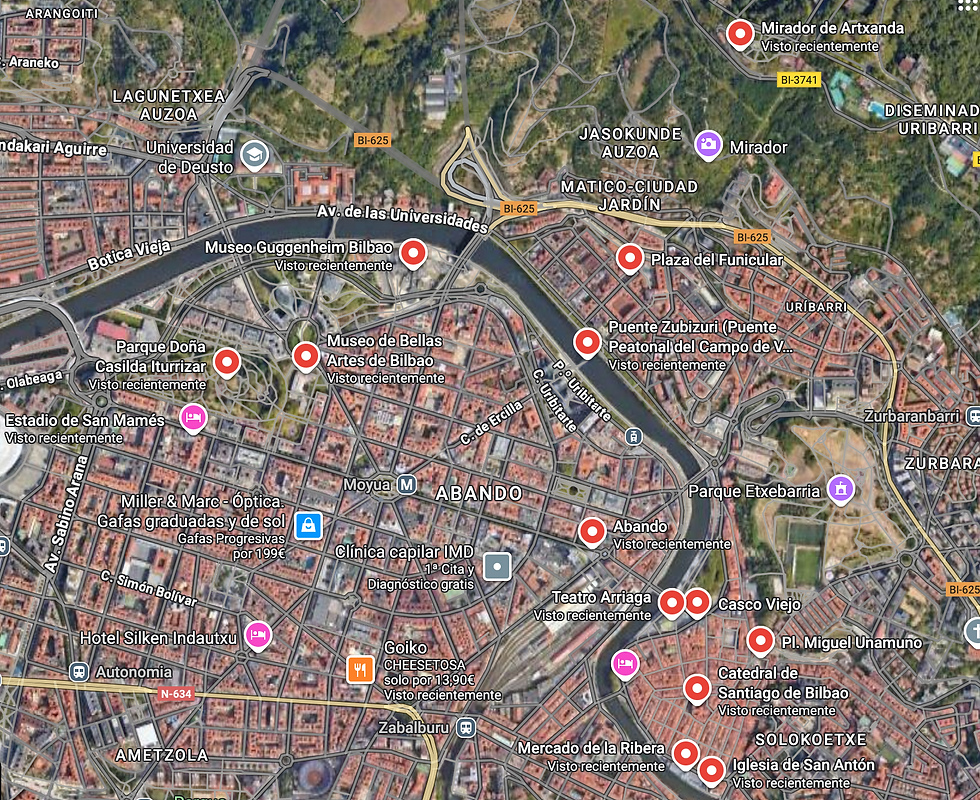 Mapa con los atractivos. Hacé click y te lleva a la lista de google maps