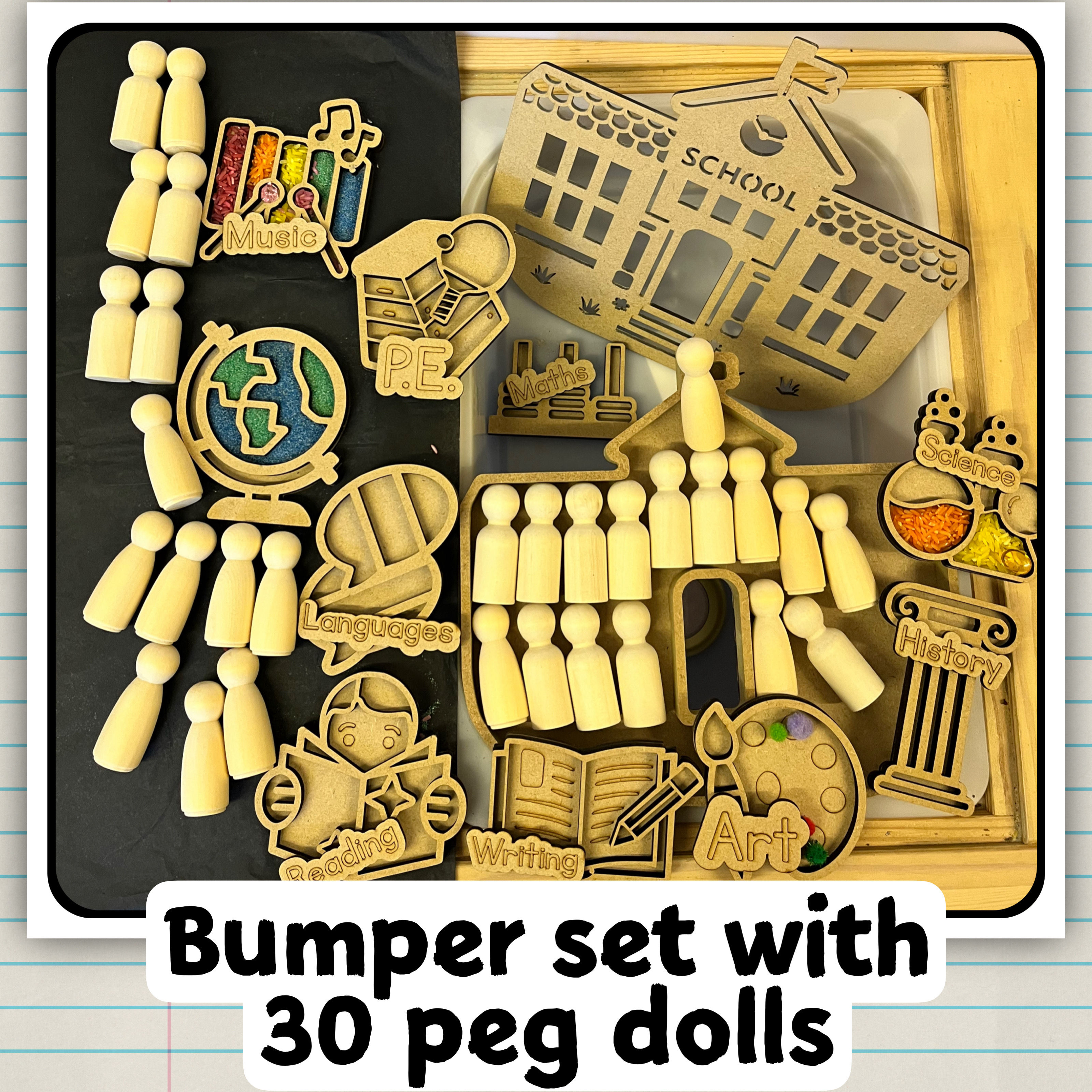 School Subjects and self registration tray set