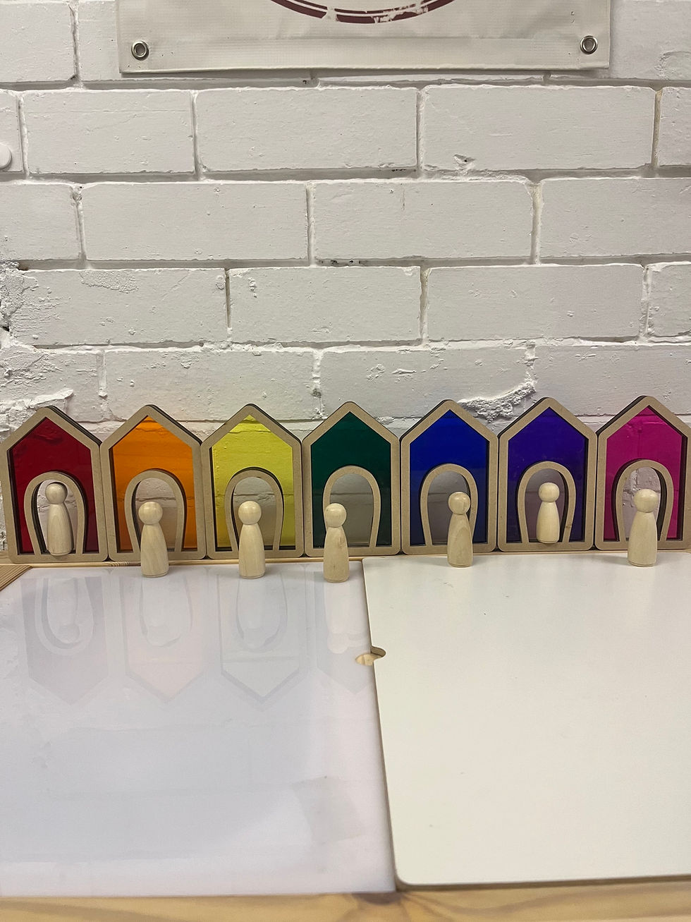 Thumbnail: Chunky Sensory Block - RAINBOW Peg doll HOUSE SET 