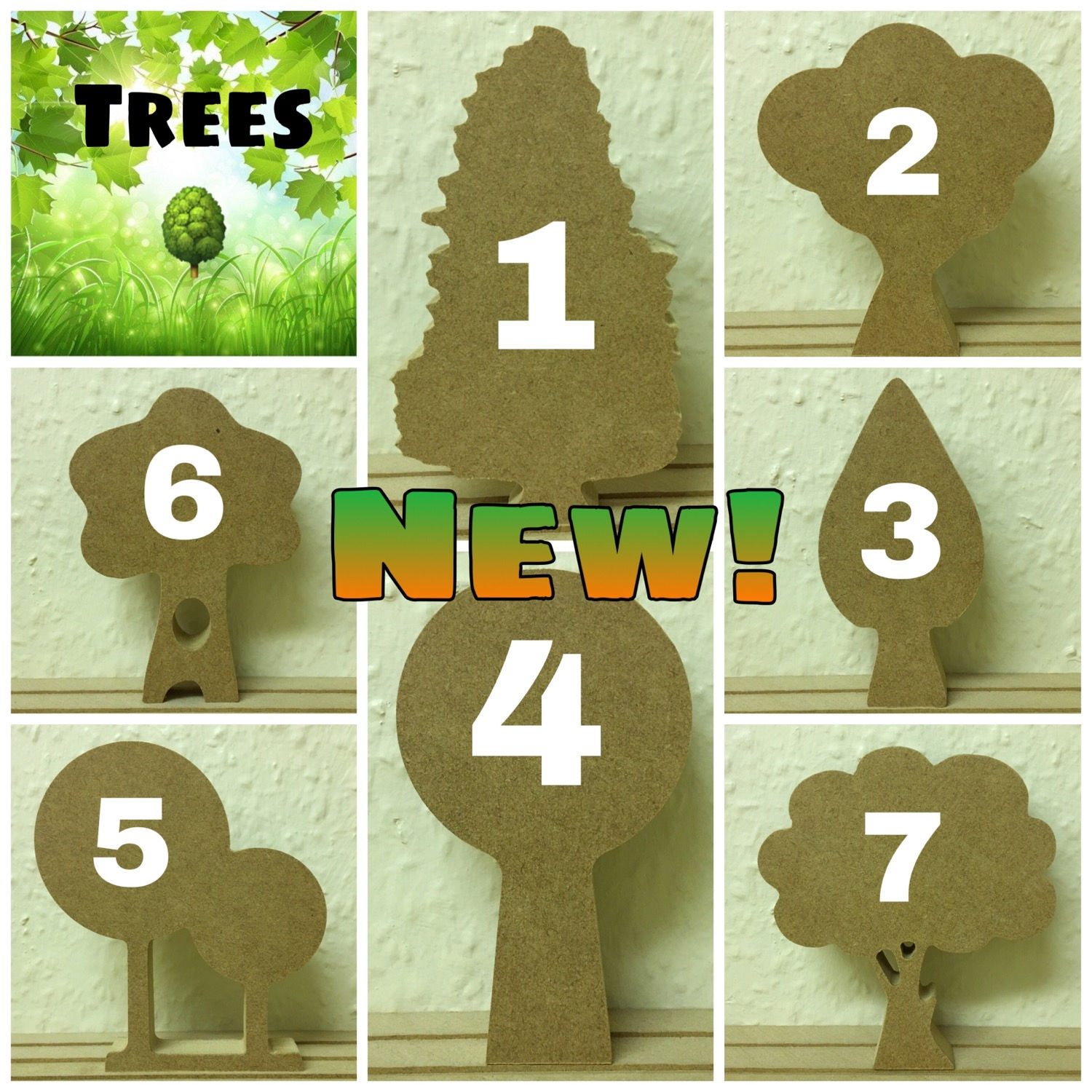 Set of 7 Free Standing Trees